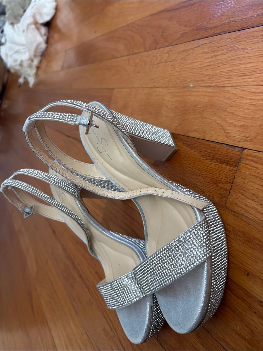 Jessica Simpson Silver Crystal Platform Sandal